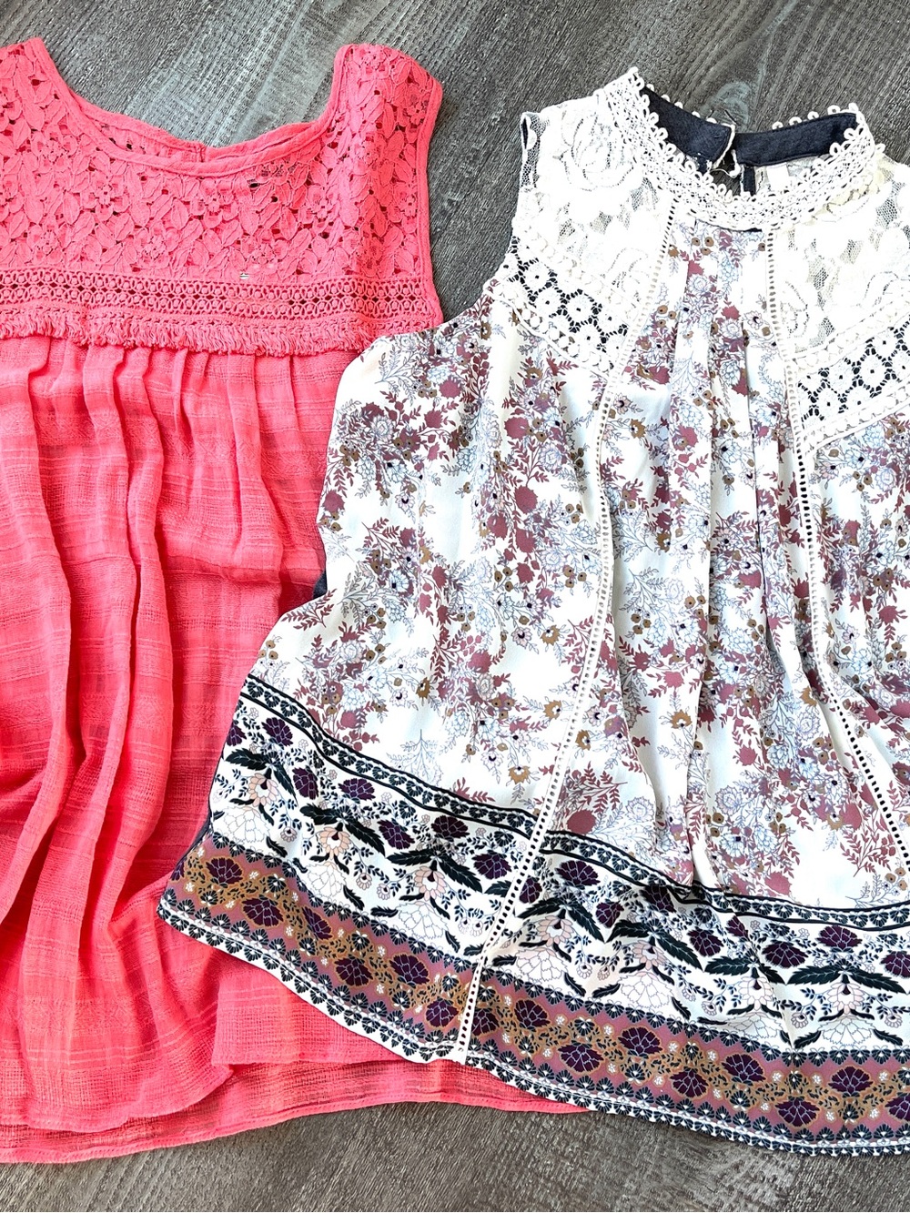 Set of 2 Boho Women's Top LARGE Sleeveless Bohemian Blouse Tunic Shirt sz L